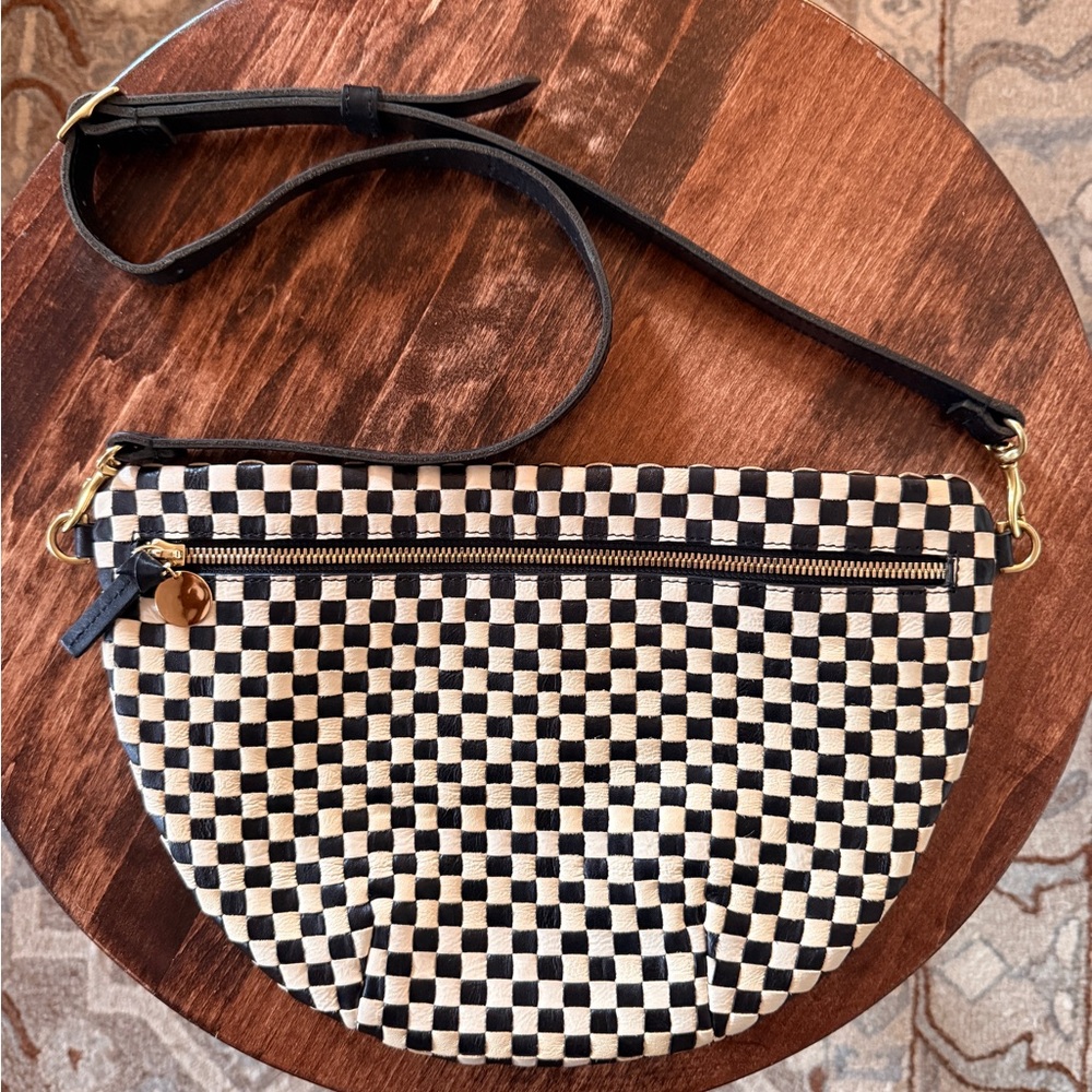 CLARE V Grand Fanny • Black/Cream Woven Checker ♥️